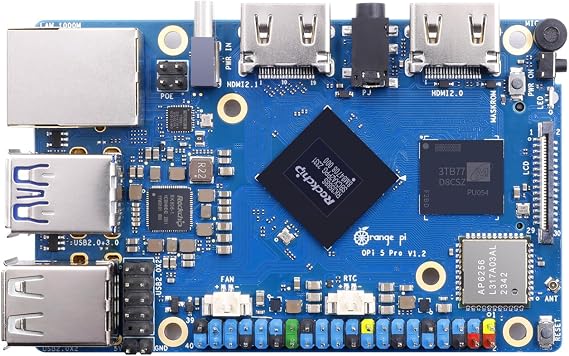 Orange Pi 5 Pro 16GB LPDDR5 8 Core 64 Bit RK3588S Single Board Computer, 8K Video Decoding 2.4GHz Frequency WiFi Bluetooth Open Source Board Run Orange Pi OS, Android, Debian, Ubuntu