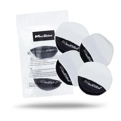 Maxshine Handheld Microfiber Wax Applicator Pad | White+Black, 3.35" Diameter, Ultra-Soft, Scratch-Free | Versatile Detailing for Wax, Polish, Protectant, Streak-Free Finish