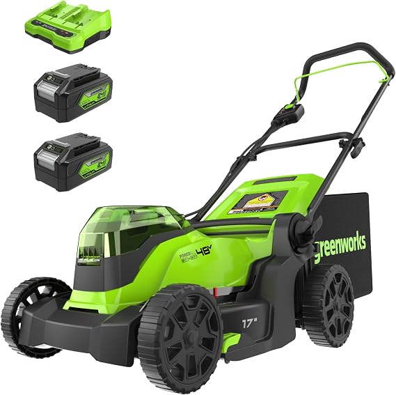 Greenworks 48V 17 in Push Lawn Mower, (2) 4.0 Ah Batteries, Charger
