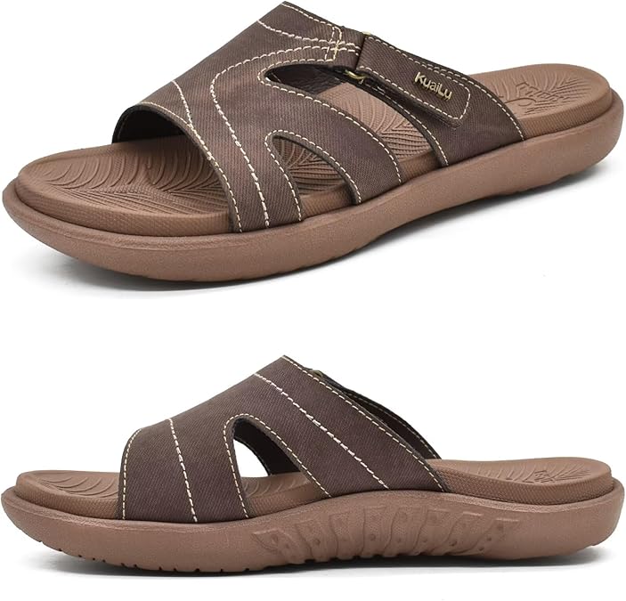 KuaiLu Womens Orthotic Slides Yoga Mat Slip on Sandals with Arch Support