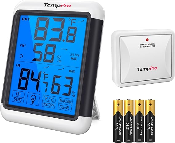 TempPro TempAir Indoor Outdoor Thermometer Digital Wireless Hygrometer
