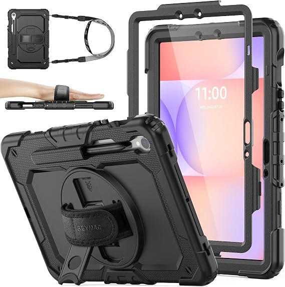 SEYMAC stock Samsung Galaxy Tab S10 Lite/S10 FE/S9 FE/S9 Case Black
