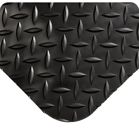 Wearwell 414.1516x3x6BK Diamond-Plate SpongeCote UltraSoft Mat, 6' Length x 3' Width x 15/16" Thick, Black