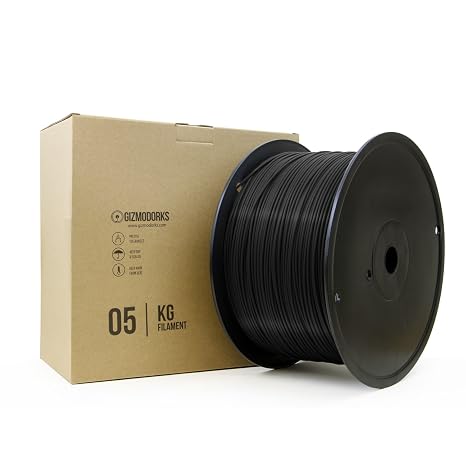 Gizmo Dorks 2.85mm PLA 3D Printer Filament 5kg 11lb Bulk Spool Black | Eco Friendly Bioplastic Plastic, Easy Print Plant Material Fit, Universal FDM Extrusion, Large Industrial Roll