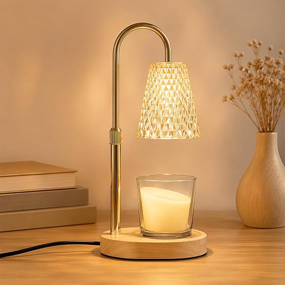 Candle Warmer Lamp, Candle Warmer Lamp with Timer and Dimmer, Height-Adjustable Warmer Lamp with 2 Bulbs for Scented Candles in Glass Jars, Decorative Gift
