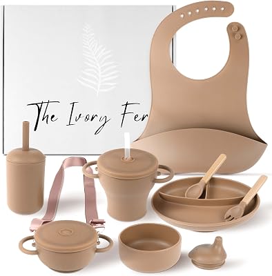 Silicone Baby Feeding Set,Baby Plates and Bowls Set, Bib, Convertible Drinking, Snack Cups, Feeding supplies