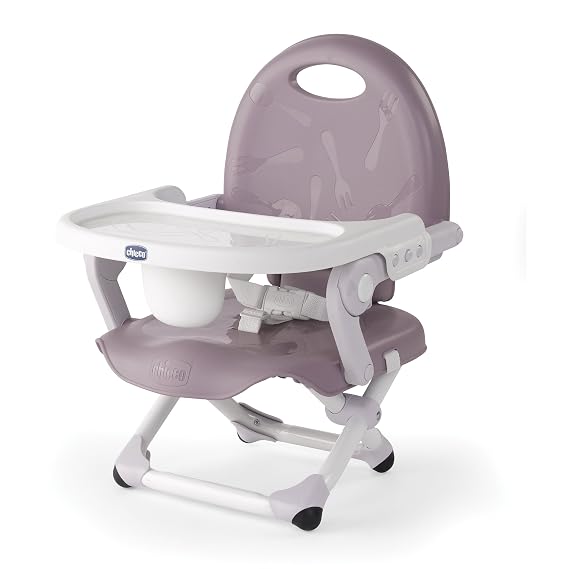 Chicco Pocket Snack Portable Booster Seat for Babies and Toddlers with 3 Height Adjustments, Secure Attachment to Dining Chairs, Easy-to-Clean, for Children up to 50 lbs. | Lavender/Purple
