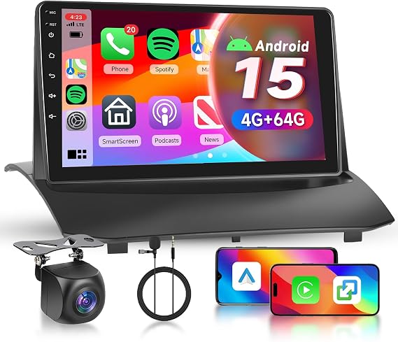 [4G+64G] Android Car Stereo for Ford Fiesta 2009-2014 with Wireless Carplay Android Auto, Hodozzy 9 inch Touch Screen with GPS, Mirror Link, Bluetooth, WiFi, DSP, FM/RDS Radio