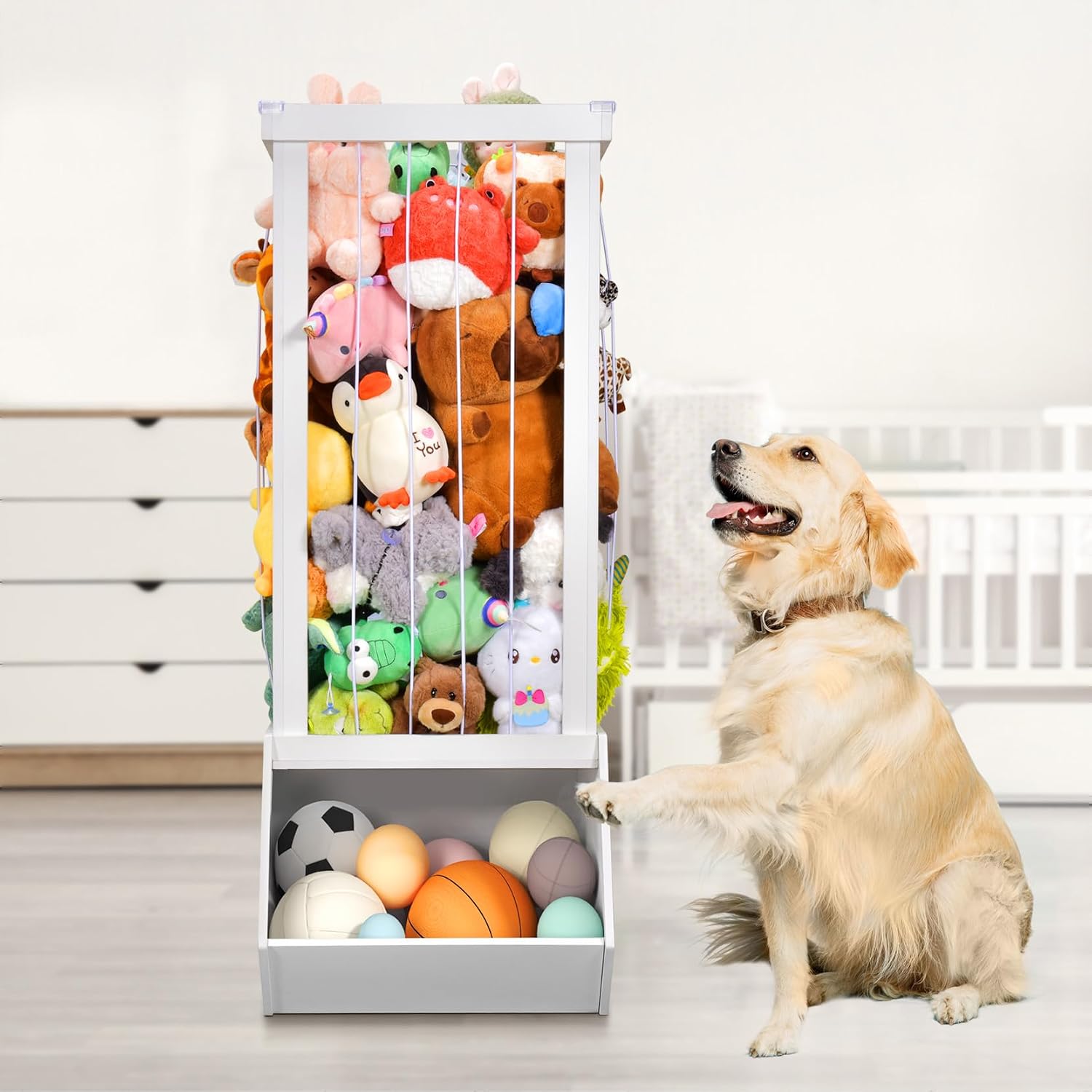 Dog Toy Basket, Wood Dog Toy Storage Bin,Dog Toy Box for Dog Stuff, Dog Toy Bin with Storage Organizer, Large Dog Toy Basket for Puppy and Pet,Dog Toy Organizer Holder Boxes for Living Room