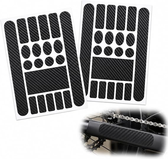 2PCS Bike Stickers - Frame Protection Tape - Carbon Fiber Frame Guard - Scratch-Resistant for Mountain Bike Road Bike - Self-Adhesive (Black)