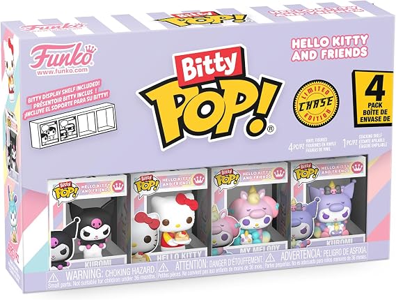 Funko Bitty Pop! Sanrio - Kuromi - 4-piece and a surprise mini figure - 0.9 inch (2.2 cm) - Hello Kitty collectible stackable display rack included - gift idea party bag sock