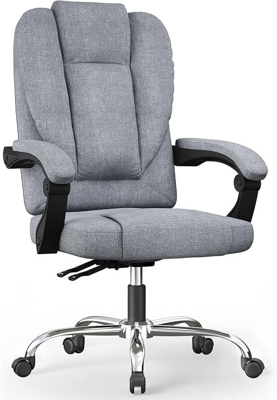 naspaluro Executive Ergonomic Office Desk Chair with Springs/Armrests, Comfy Big Tall Fabric Computer Work Chair, Heavy Duty Cross Legged Study
