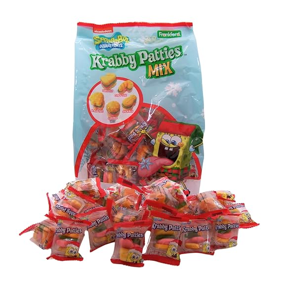 Krabby Patties Holiday Mix Gummy Candy, Christmas Candy for Stockings, 5 Assorted Shapes, 30 Count, 9.52 Ounces