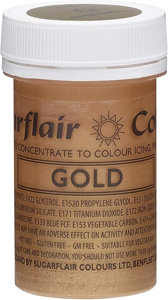 Sugarflair Concentrated Food Colouring Paste Gel Colours (Satin) - 25g-Gold