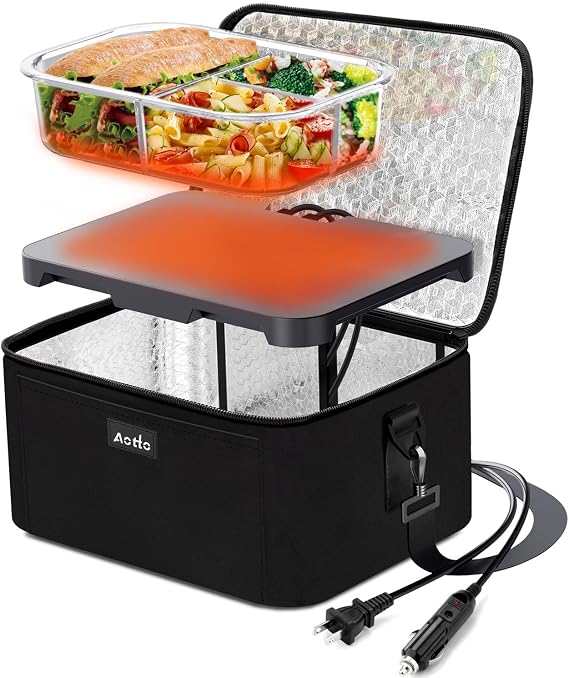 Aotto Portable Food Warmer - 12V/24V/110V Electric Lunch Box Food Heater