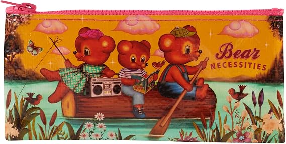 Blue Q Cute Pencil Case - Durable Pencil Pouch w/Zipper - Bear Necessities