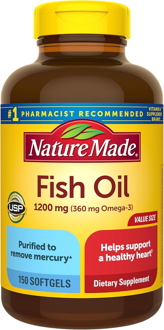 Nature Made Fish Oil Omega 3 Supplements, 1200 mg Softgels, 150 Softgels