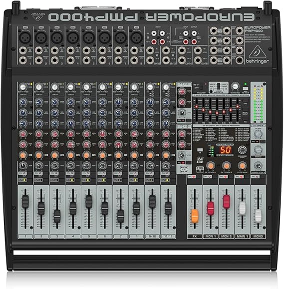 Behringer Europower PMP4000 Powered Mixer - 16 Channels, 1600 Watts with Multi-FX Processor and FBQ Feedback Detection System