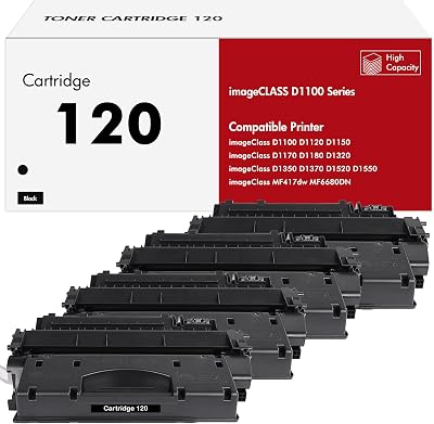 120 Toner Cartridge Black High Yield 4-Pack Compatible Replacement for Canon 120 CRG-120 CRG120 for imageCLASS D1550 D1520 D1500 D1120 D1150 D1170 D1180 D1100 D1320 D1350 D1370 D1300 Printer Ink