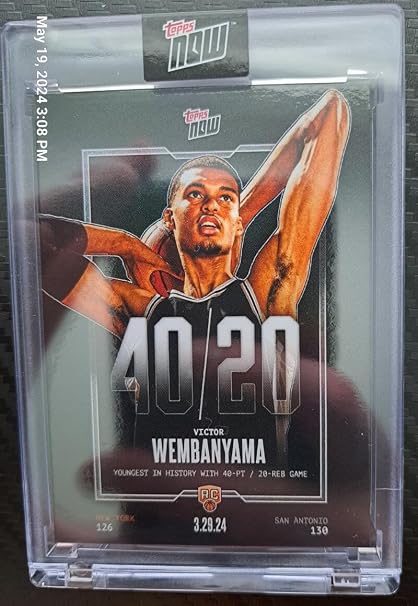 VICTOR WEMBANYAMA RC 2023-24 Topps NOW 40/20#5 ROOKIE MT-MT+ Encased /19620 San Antonio Spurs