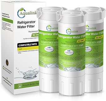 AQUALINK RWF5200A Water Filter Replacement for GE XWF, WR17X30702, NSF 42 Certified, GBE21, GDE21, GDE25, GFE24, GFE26, GNE21, GNE25, GNE27, GWE19 French Door&Side by Side Water Filter 3Pack