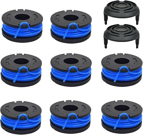 String Trimmer Spool Replacement, 0.065" 10Ft Weed Eater Spool Line Compatible with Harbor Freight Bauer 19115C-B 20V Cordless Weed Wacker String Trimmer (8 Spools +2 Caps)