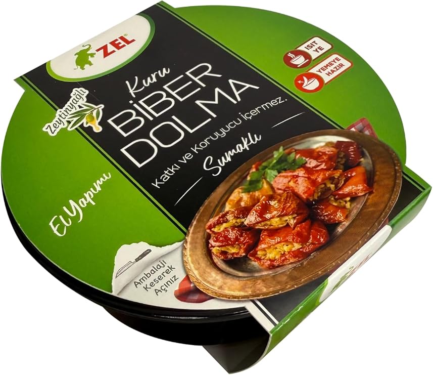 ZEL Zeytinyağlı Sumaklı Kuru Biber Dolması 200 g Ödüllü Hazır Yemek