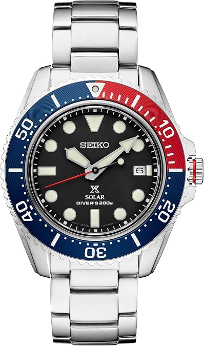 SEIKO Automatic Solar Dive Watch for Men - Prospex Collection | Luminous Markers - Stainless Steel - Water Resistant 200M, 10-Month Power Reserve, V147 Caliber Solar Movement