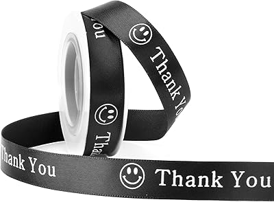 Thank You Ribbon for Gift Wrapping Satin Ribbon 58 Inch 10 Yards Black Grateful Thank You Ribbons for Crafts Teachers Appreciation Ribbons for Flower Bouquet DIY Bows Sewing Hair Thanksgiving Decor
