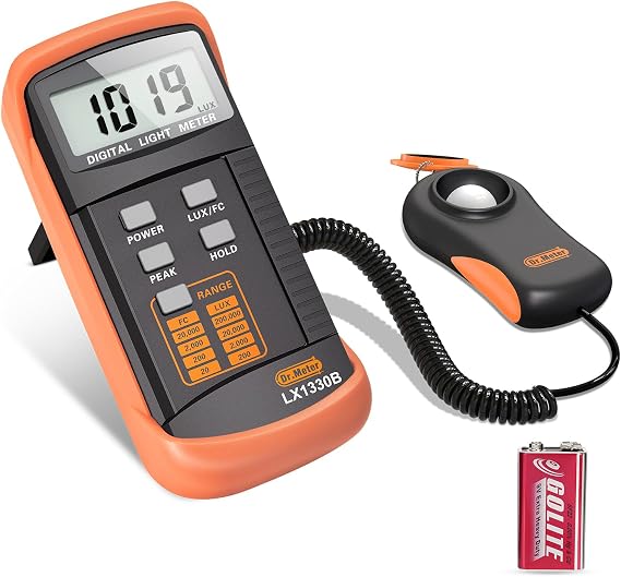 Dr.meter Digital Illuminance Light Meter 0-200,000 Lux Range Lux Meter | Lighting Intensity Brightness Measurement for Indoor Outdoor Plants, High Precision Fast Response Light Meters