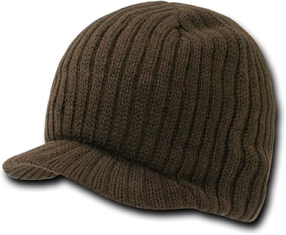 DECKY mens Visor Beanie Hat, Brown, One Size US