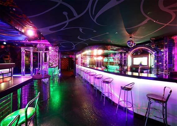 BELECO 9x6ft Fabric Luxury Night Club Bar Backdrop for Photography Bar Club Disco Dance Ballroom Background Stripper Club Nightclub Party Decorations Bar Background Portrait Photoshoot Studio Props