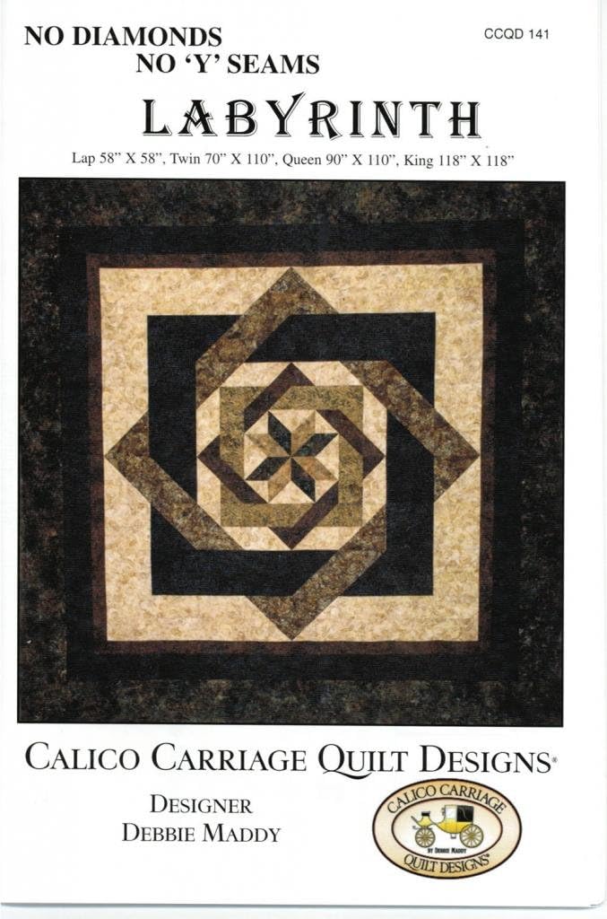 Labyrinth Quilt Pattern, No Diamonds orY Seams, 4 Size Options