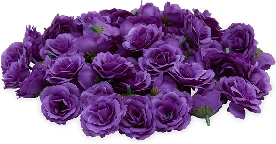 Bright Creations Artificial Flowers Stemless Silk Rose Heads - 2 in, 75 Pack, Purple - Wedding & Bridal Shower Decorations - Centerpiece Table Decorations & Flower Wall Backdrop