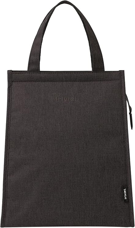Black Lunch Bag for Men - Lunch Bag with Zipper Tote Bag for Women Simple Lunch Box Reusable Insulated