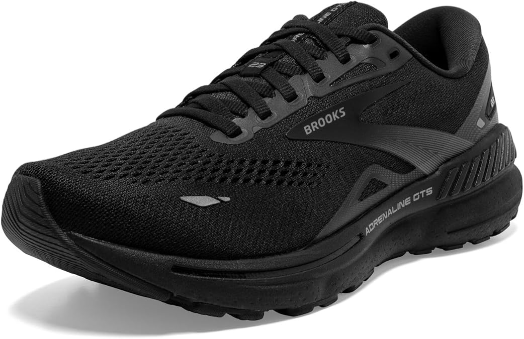 Brooks Mens Adrenaline GTS 23 Supportive Running Shoe - Black/Black/Ebony - 8 Medium