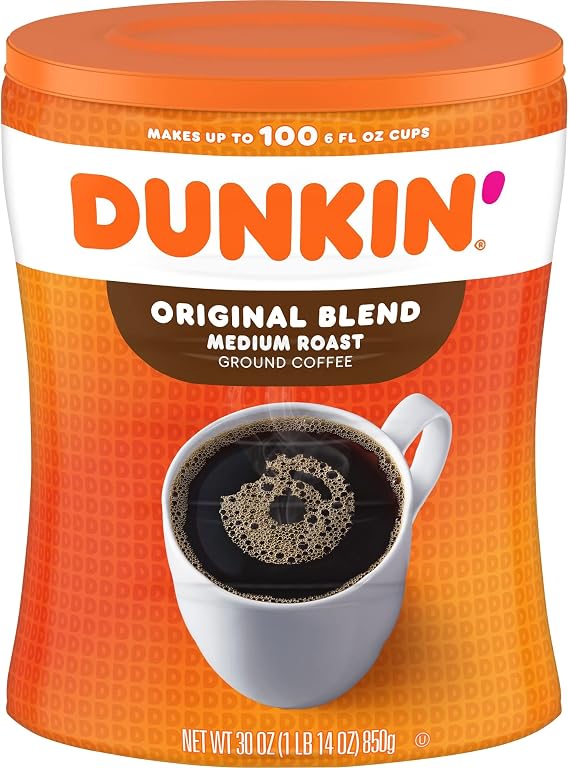 Dunkin Donuts Original Blend Medium Roast Ground Coffee Canister 850g