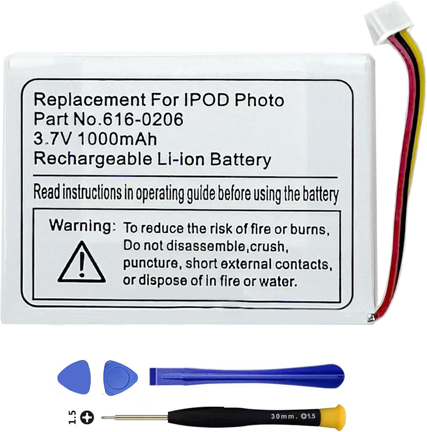 616-0206 616-0183 Battery for iPod Classic 4 4th Gen,Rechargeable 0 Cycle Battery Compatible with iPod Classic 4th Gen Photo 20GB 30GB 40GB 60GB A1099 with Repair Tool Kits
