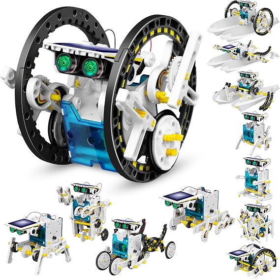 Dioju 13-in-1 Solar Robot Toys for Ages 8 9 10 11 12 Year Old Boys Girls, STEM Science Kits for Kids Age 8-12, Building Experiments Robotics Kit STEM Projects for Kid Christmas Birthday Gifts (White)