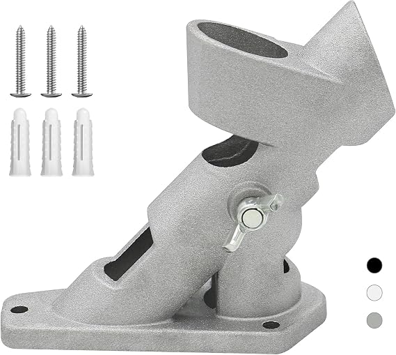 Flag Pole Holder for Outside House, 1.2~1.3 inch Diameter Aluminum Flag Pole Holder, 1.25 (1 1/4) Inch Flag Pole Bracket, 2-Position Flag Pole Mount (Silver)