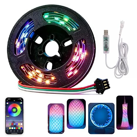 1Pack App Control LED Lamp Kit 001, for Bambu Lab 3D Print Light,Iridescent RGB LED Strip Light, Bundle-ZH037 1M/3.28FT 3D Printer Accessories, 60 LEDs Models Lamp DIY
