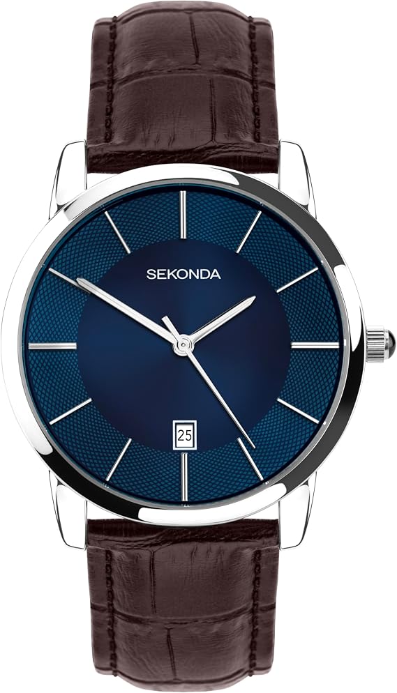 Sekonda Men's Quartz Watch with Analog Display and Leather Strap 3346, blue, Strap