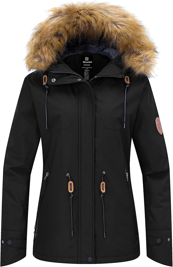 wantdo Women's Waterproof Ski Jacket Warm Fleece Lined Snow Winter Coat