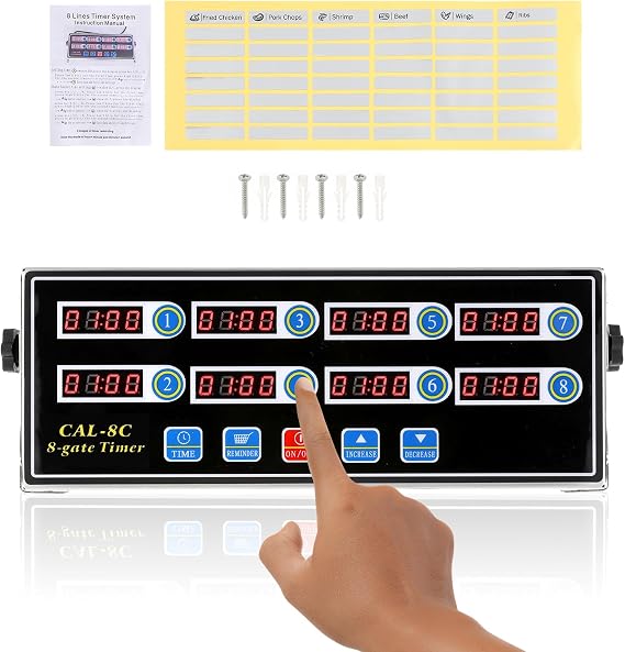BEAMNOVA 8-Channel Digital Kitchen Timer, Commercial Timer for Restaurant