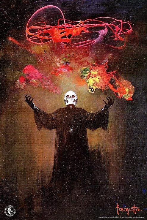 Laminated Frank Frazetta Prints Skull King Horror Science Fiction Fantasy Poster Artwork Vintage Comic Book Skeleton Halloween Poster Dry Erase Wall Art 16x24