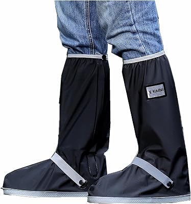 Waterproof Rain Boot Shoe Covers with Reflector,Anti-Snow Rain Gear Reusable Galoshes for Men and Women,Foldable Rain Boot with Zipper, Non-Slip