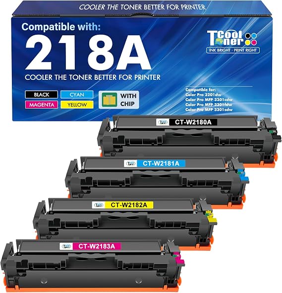 218A Toner Cartridges 4 Pack for HP 218A Toner 218X 218 MFP 3301fdw 3201dw