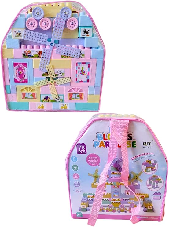 Blocks for Toddlers Kids Paradise 78 PCS Colorful Building Blocks with Storage Bag Gift Ideas for Toddlers Girls and Boys