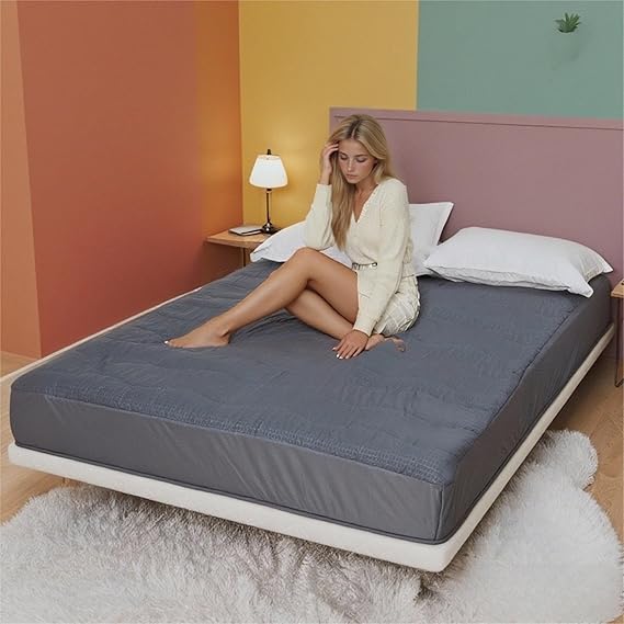 Electric Mattress Pad Twin Size 39"x75" for Home Use, Premium Brushed Fabric, 4 Heat Settings & 10 Hours Auto Off, Overheat Protection, Elastic Deep Pocket, Machine Washable, Gray