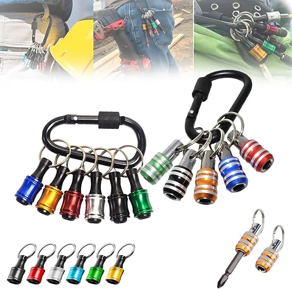 Holder Drill Bit Holder,Key Chain,1/4 Hexagonal Screwdriver Head Bracket Hiking Buckle,Screwdriver Head Bracket Hiking Buckle,Screwdriver Bits Holder